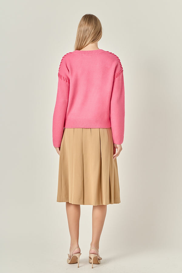 English Factory Top Stitch Knit PINK/FUCHSIA