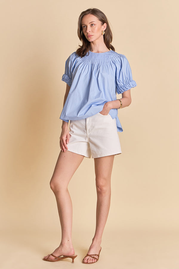 English Factory Tuck Detail Blouse BLUE
