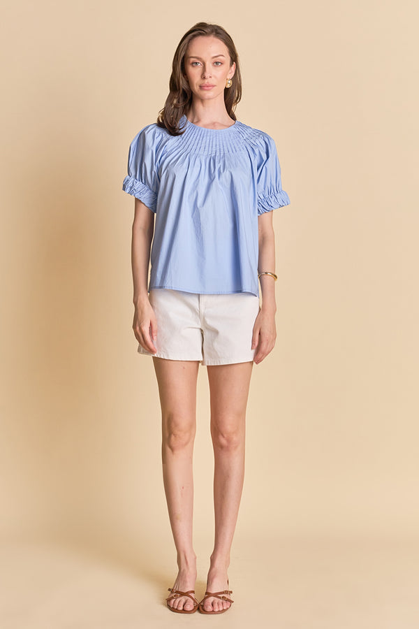 english factory Tuck Detail Blouse BLUE