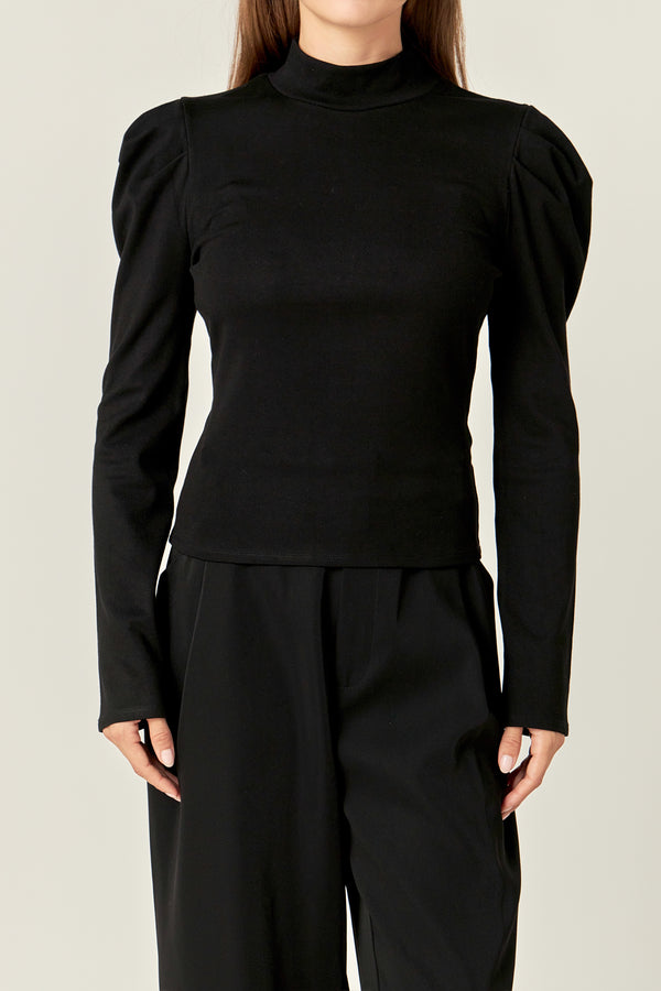 English Factory Turtle Neck Rib Top BLACK
