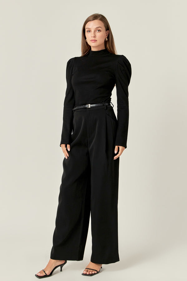 English Factory Turtle Neck Rib Top BLACK