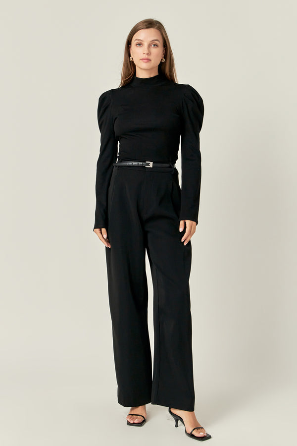english factory Turtle Neck Rib Top BLACK