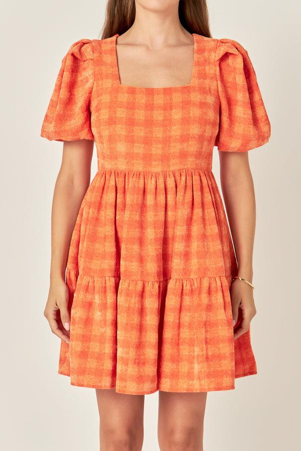 English Factory Tweed Babydoll Dress ORANGE
