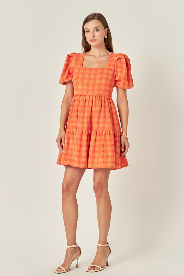 English Factory Tweed Babydoll Dress ORANGE