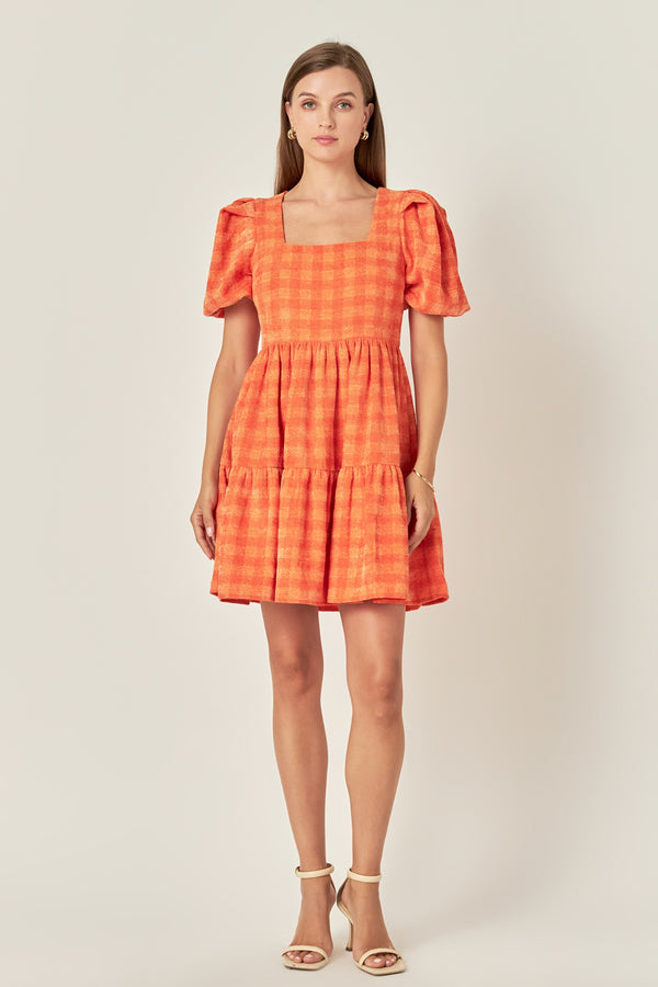 english factory Tweed Babydoll Dress ORANGE