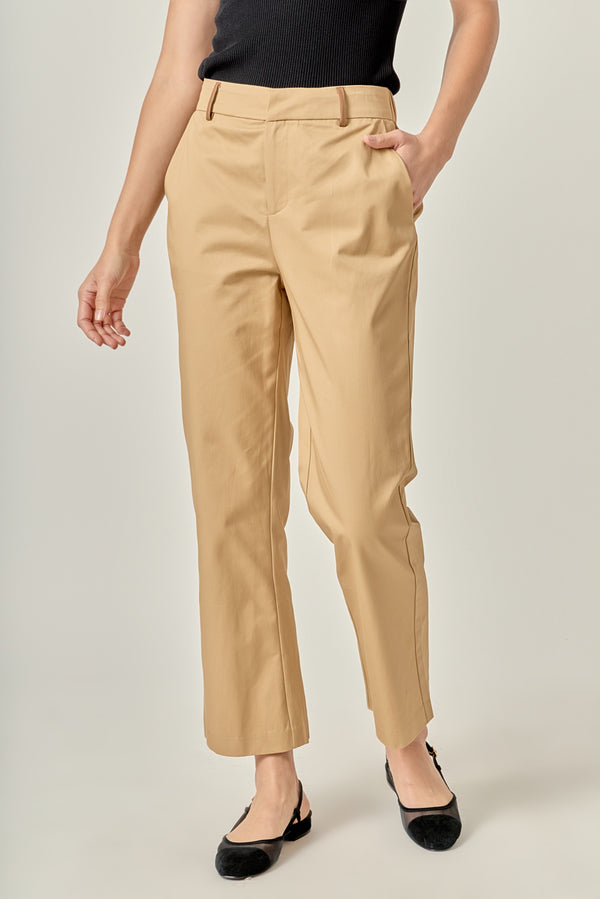 English Factory Twill Cropped Flared Hem Pants TAN