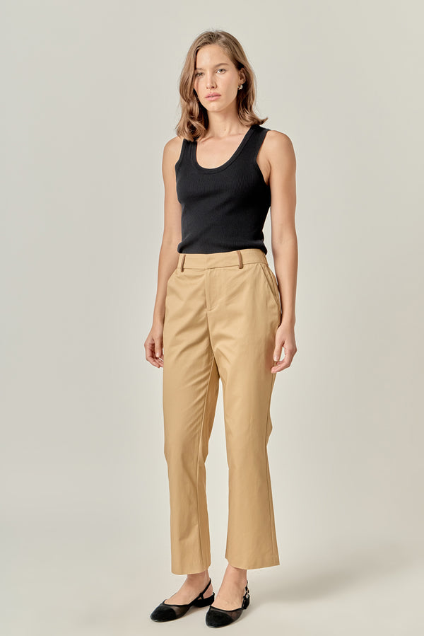 English Factory Twill Cropped Flared Hem Pants TAN
