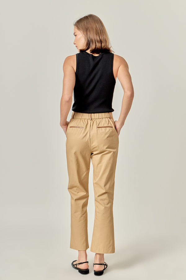 English Factory Twill Cropped Flared Hem Pants TAN