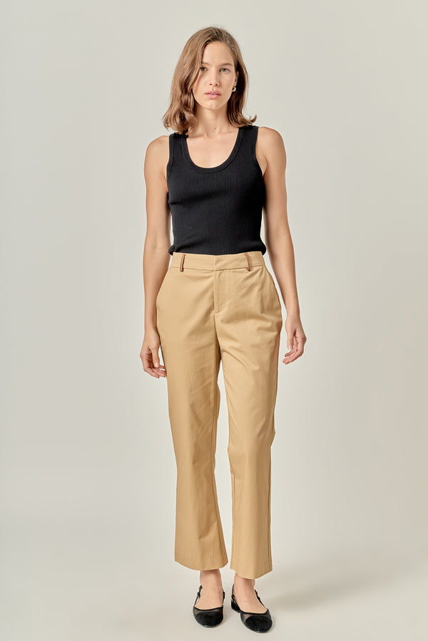english factory Twill Cropped Flared Hem Pants TAN