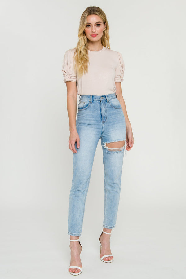 english factory Twisted Sleeve T-shirt POWDER BLUE