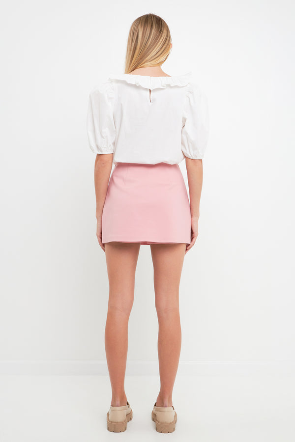 English Factory U-neckline Puff Sleeve Top WHITE