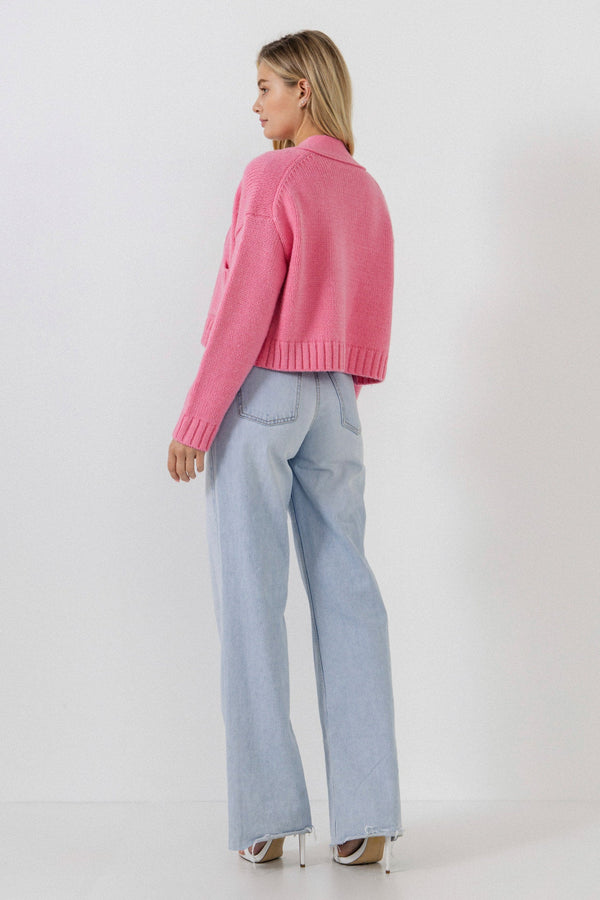 English Factory V-neck Knit Cardigan PINK