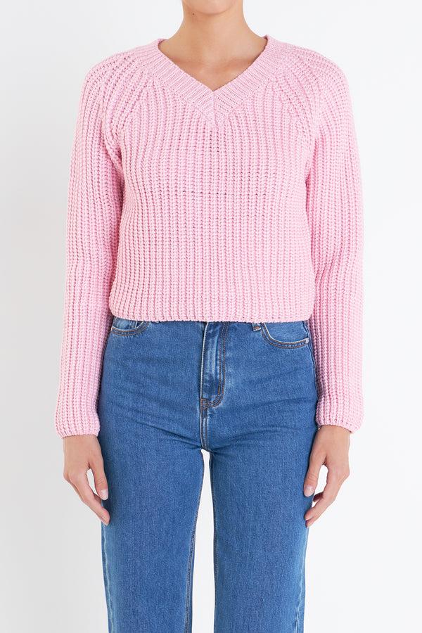 English Factory V-neck Knit Sweater PINK