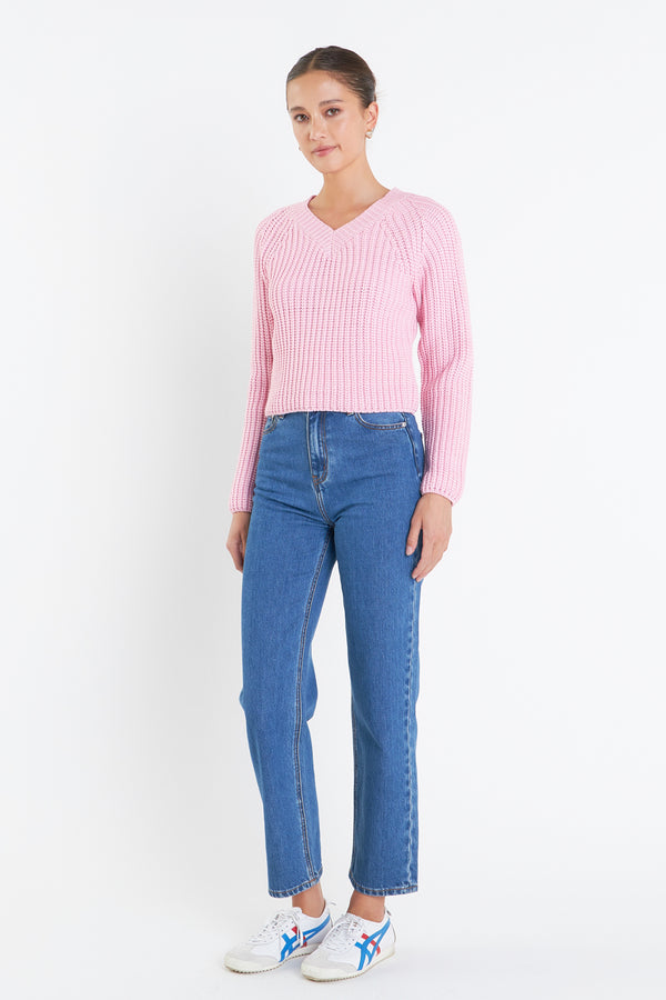 English Factory V-neck Knit Sweater PINK