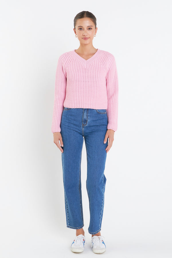 english factory V-neck Knit Sweater PINK