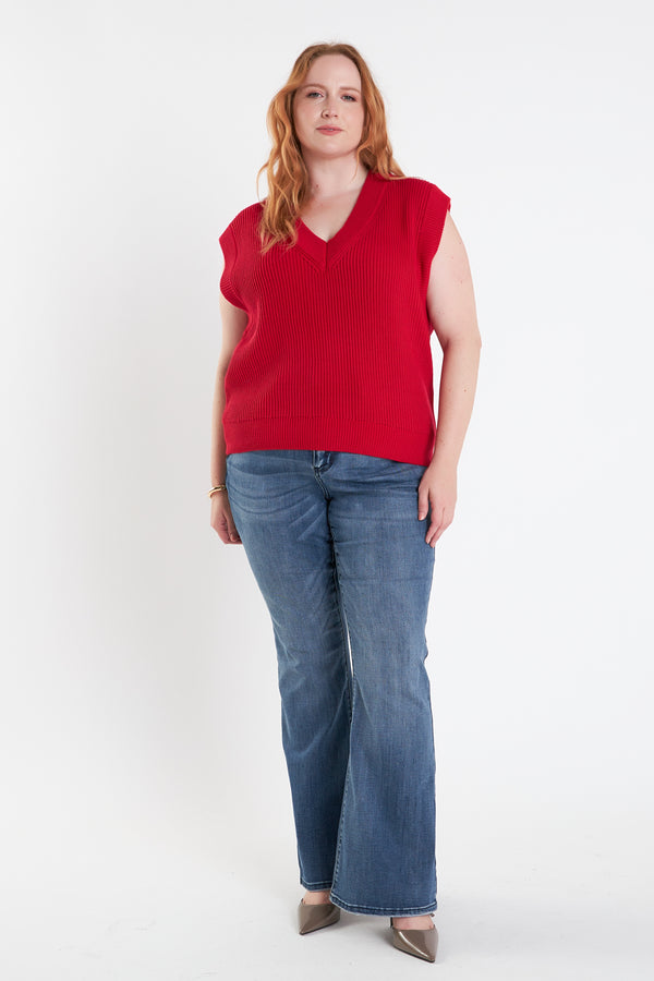 English Factory V-neck Knit Sweater Vest RED