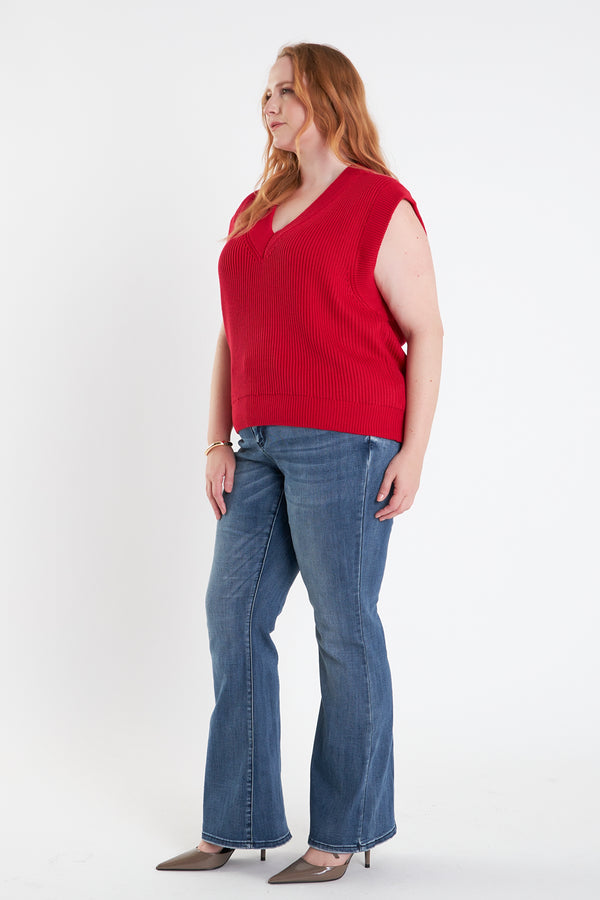 English Factory V-neck Knit Sweater Vest RED