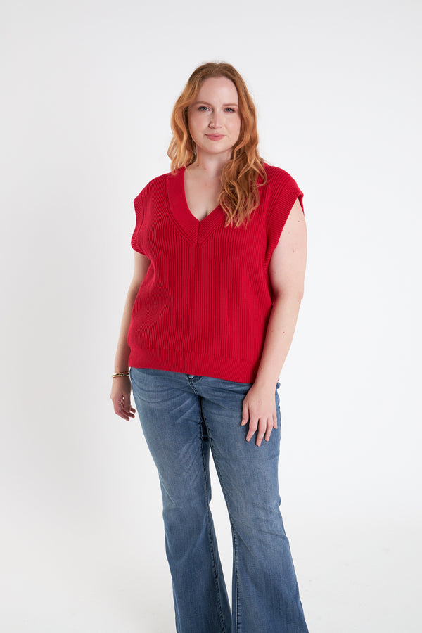 english factory V-neck Knit Sweater Vest RED