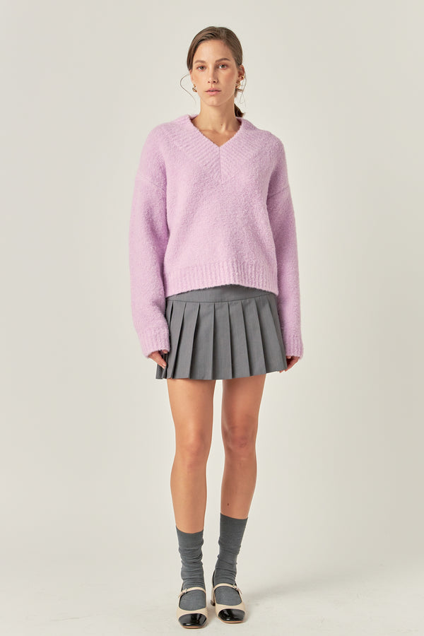 english factory V Neck Knit Top LILAC