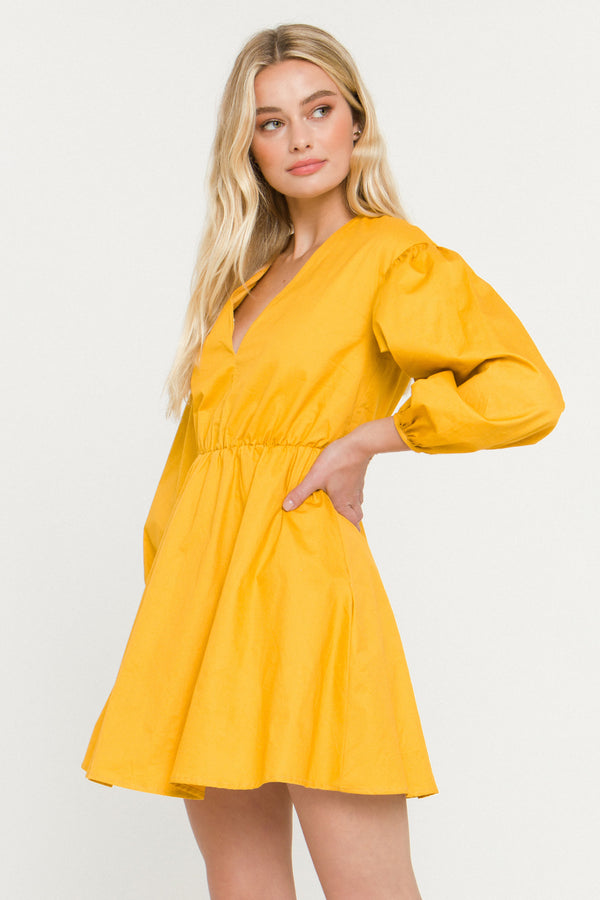 English Factory V-Neck Mini Dress YELLOW