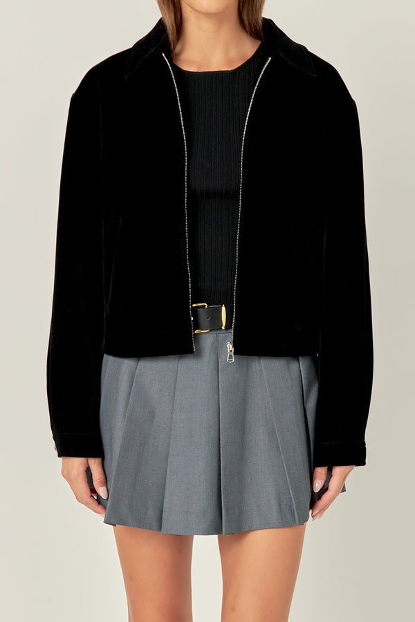 English Factory Velvet Bomber Jacket BLACK