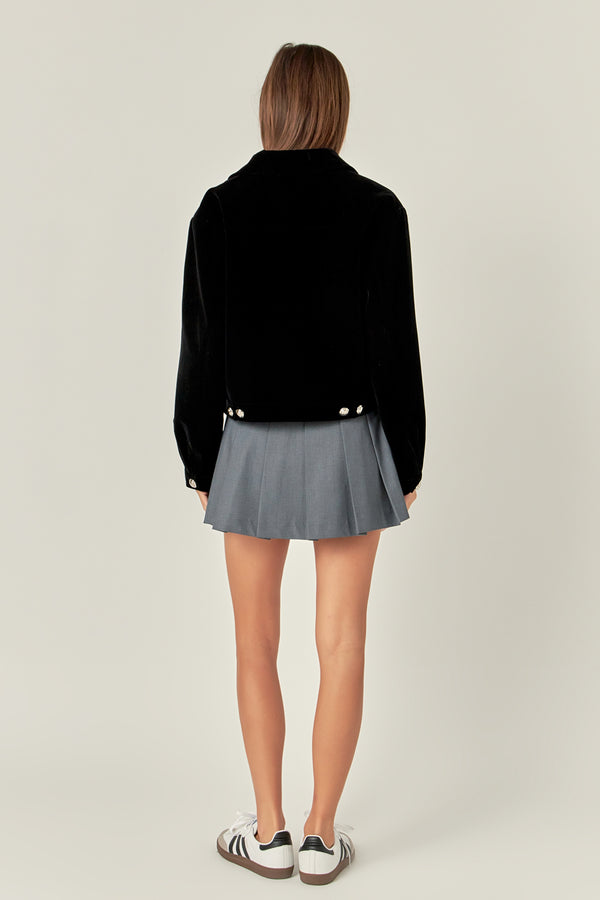 English Factory Velvet Bomber Jacket BLACK