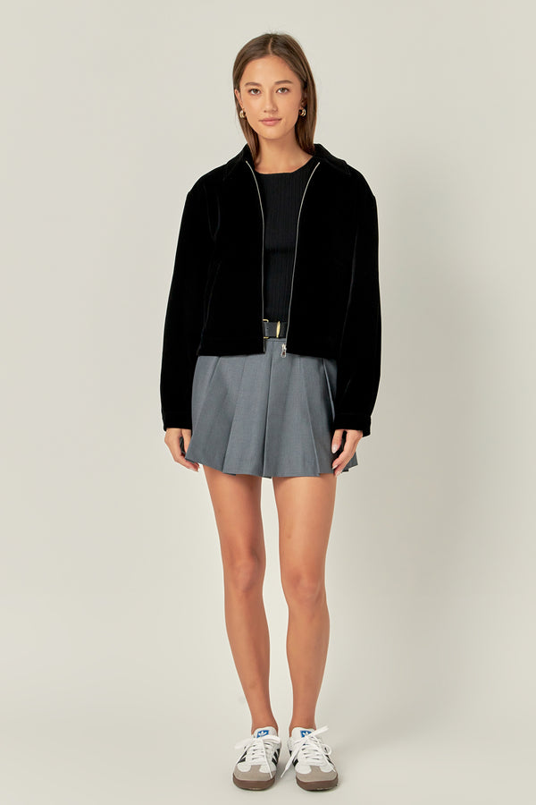 english factory Velvet Bomber Jacket BLACK