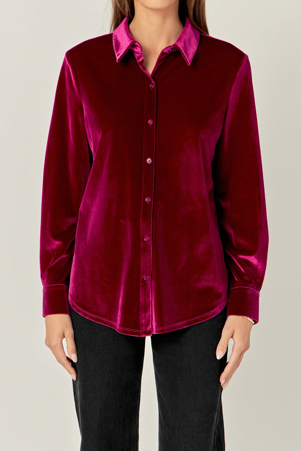 English Factory Velvet Classic Shirt BERRY