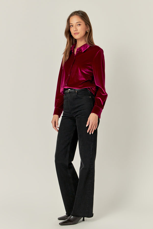 English Factory Velvet Classic Shirt BERRY