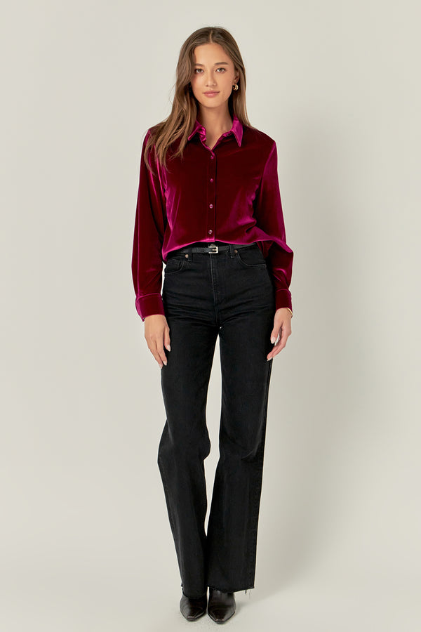 english factory Velvet Classic Shirt BERRY