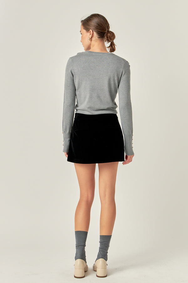 English Factory Velvet Low Rise Skort BLACK