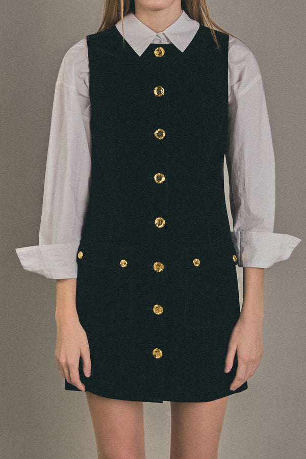 English Factory Velvet Mini Dress BLACK