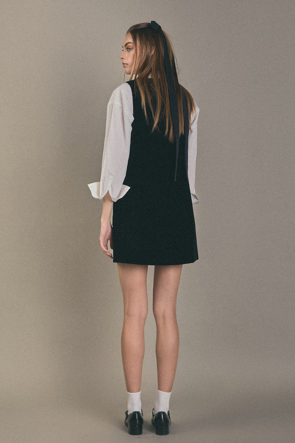 English Factory Velvet Mini Dress BLACK