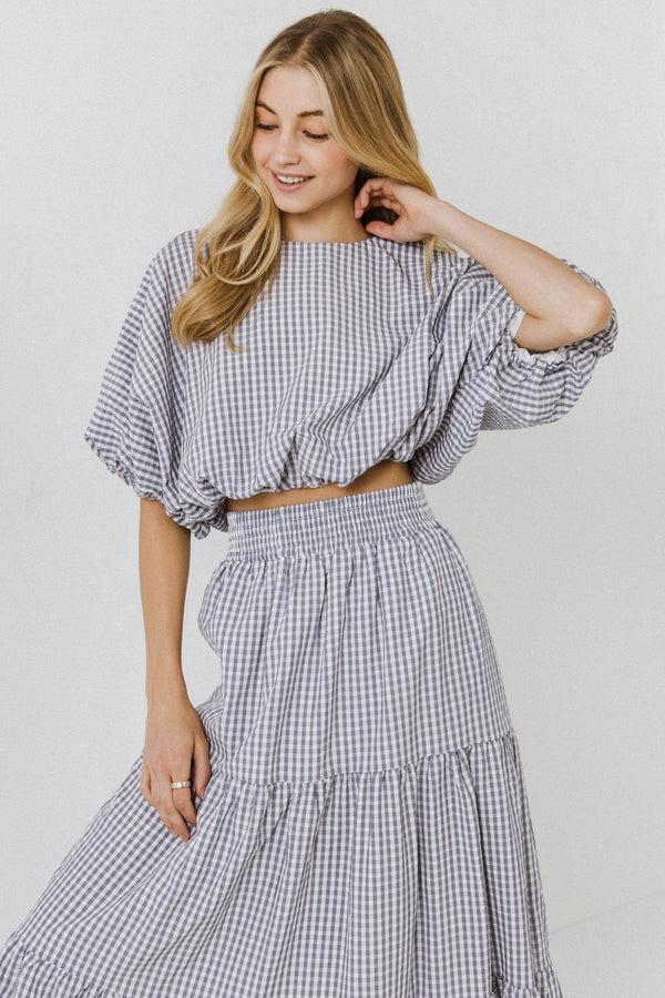 English Factory Voluminous Cropped Top DUSTY BLUE