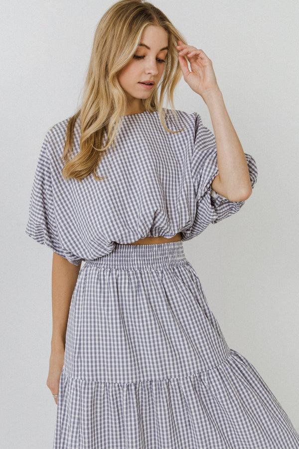 English Factory Voluminous Cropped Top DUSTY BLUE