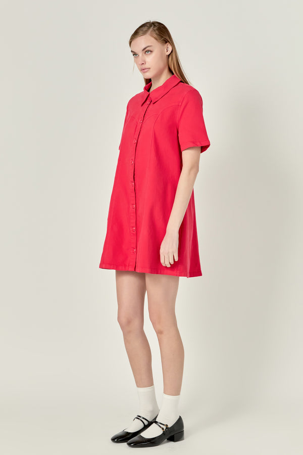 English Factory Washed Denim Mini Dress PINK