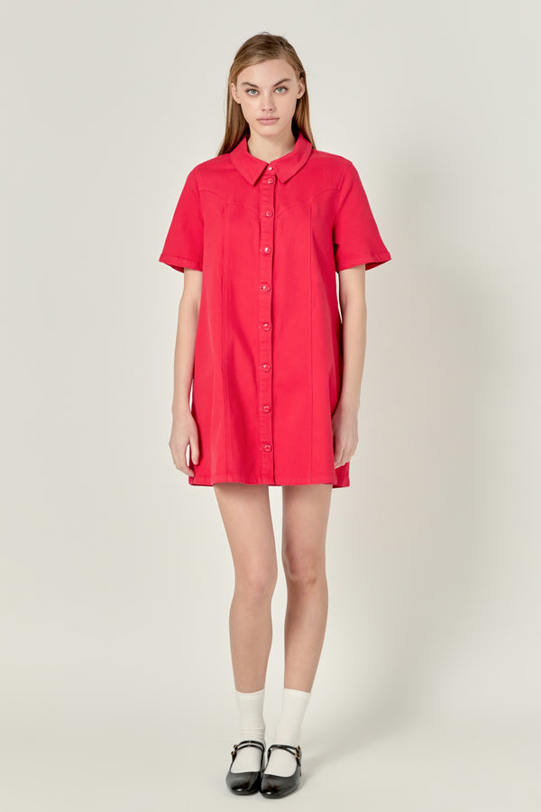 english factory Washed Denim Mini Dress PINK