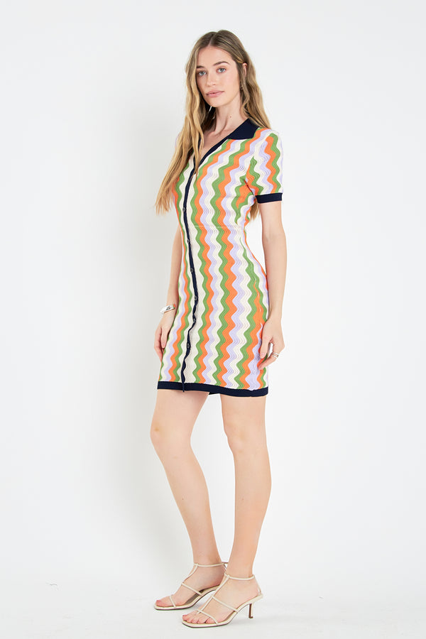 English Factory Wavy Stripes Knit Mini Dress MULTI
