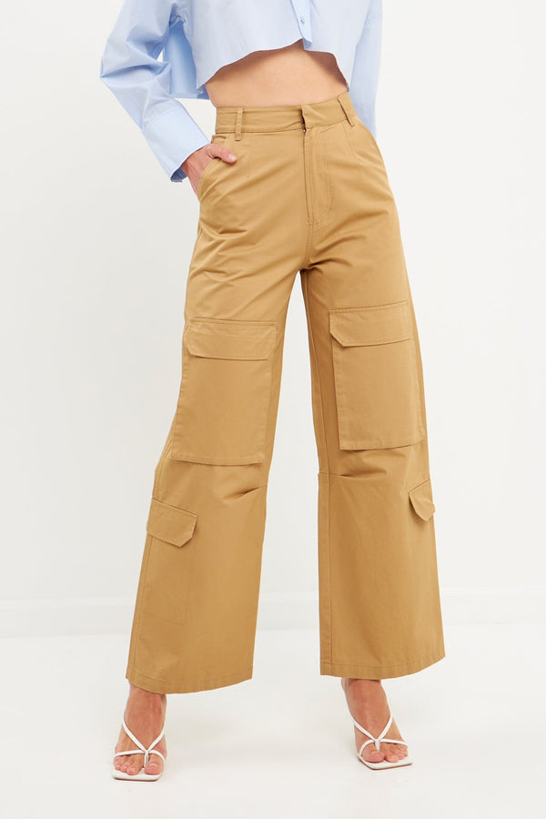 English Factory Wide Leg Cargo Pants CAMEL