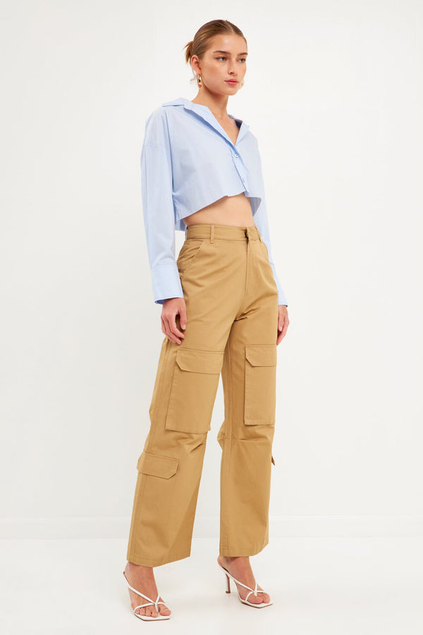 English Factory Wide Leg Cargo Pants CAMEL