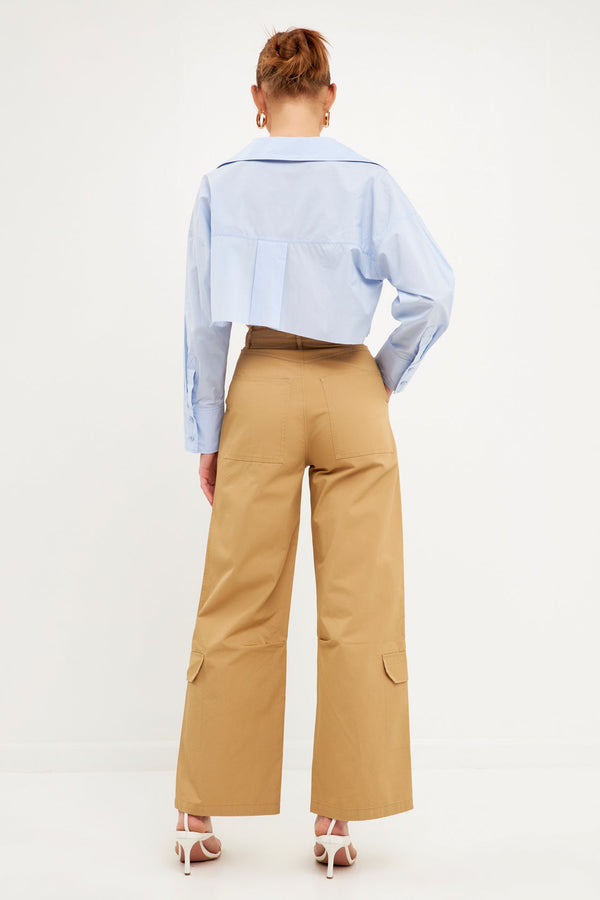 English Factory Wide Leg Cargo Pants CAMEL