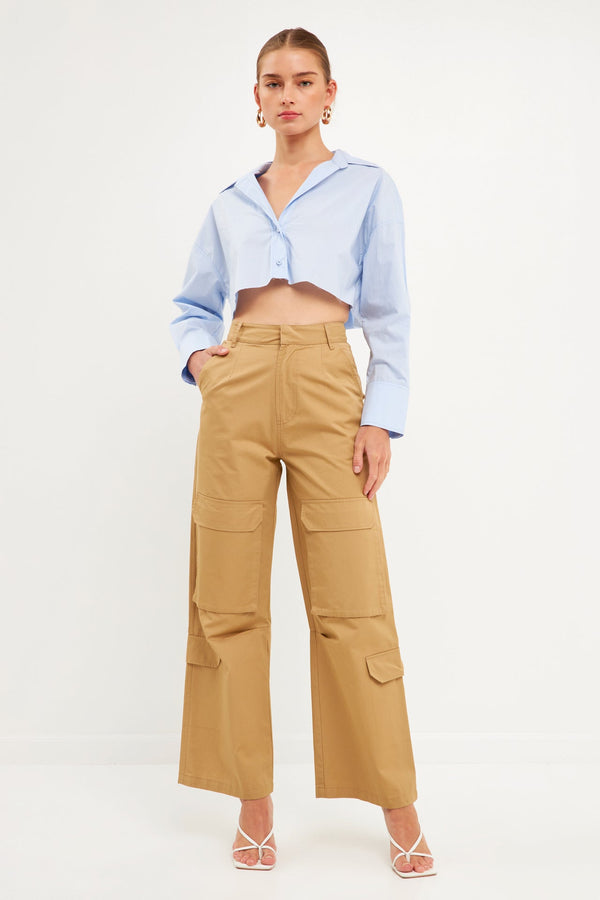english factory Wide Leg Cargo Pants CAMEL