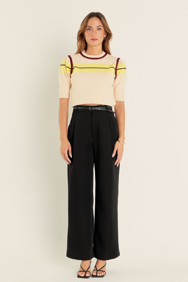 english factory Women Knit Contrast Shirt BEIGE