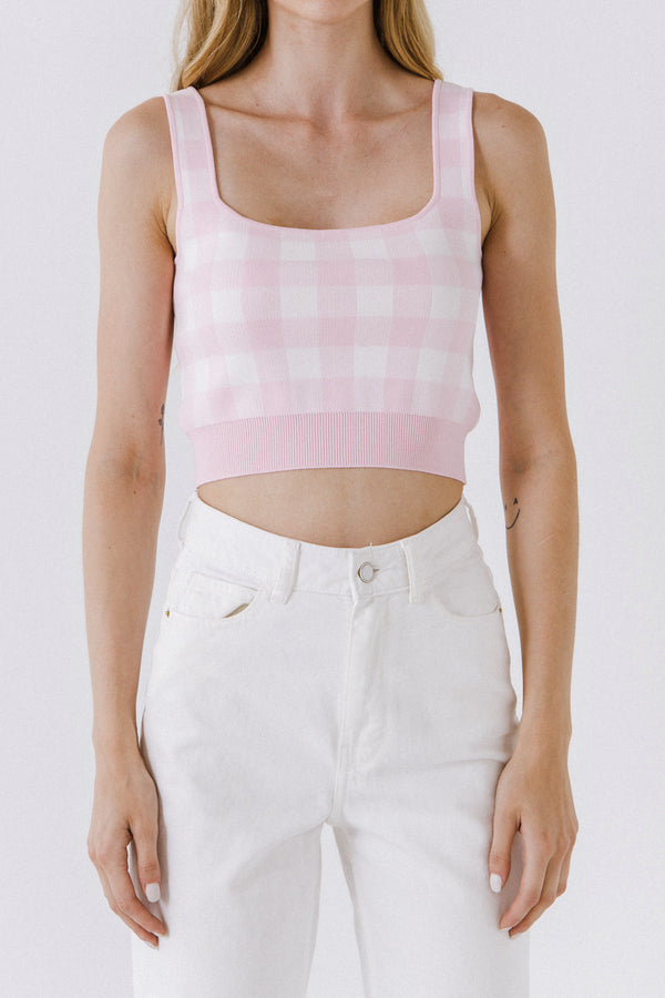English Factory Women Knit Tank Top PINK/WHITE