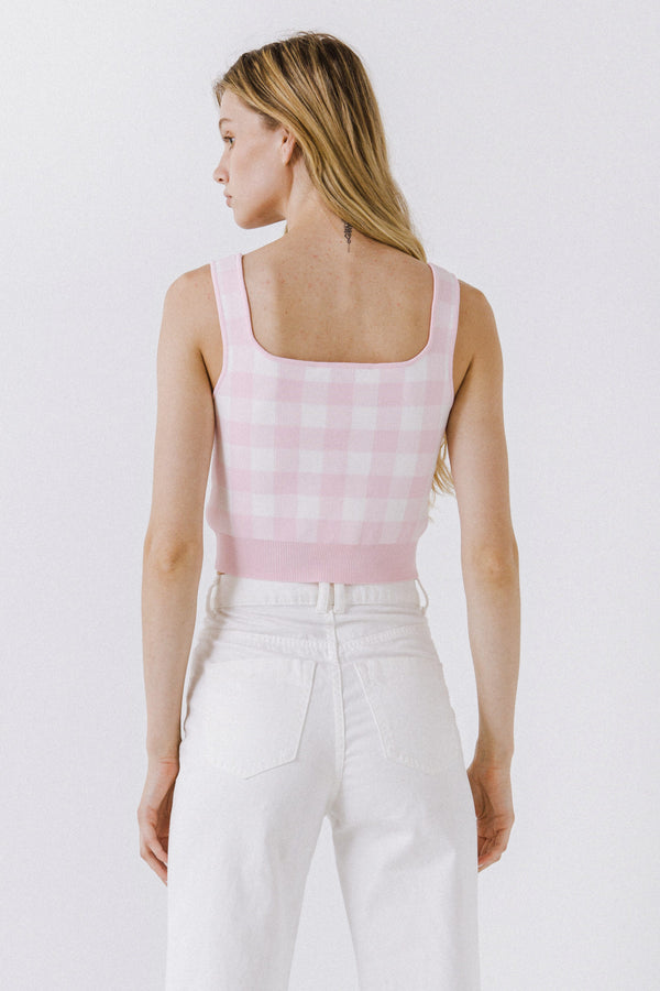 English Factory Women Knit Tank Top PINK/WHITE