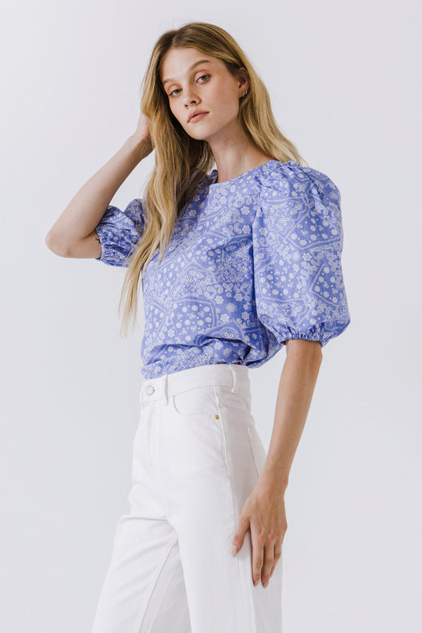 English Factory Women Woven Paisley Blouse BLUE