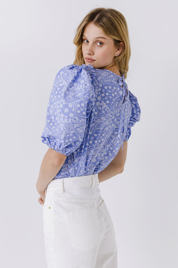 English Factory Women Woven Paisley Blouse BLUE