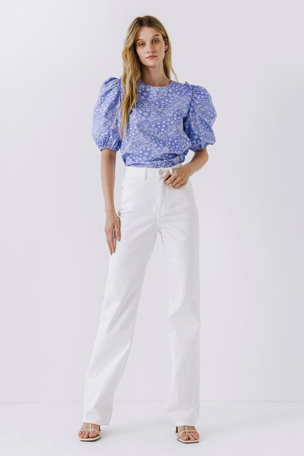 english factory Women Woven Paisley Blouse BLUE