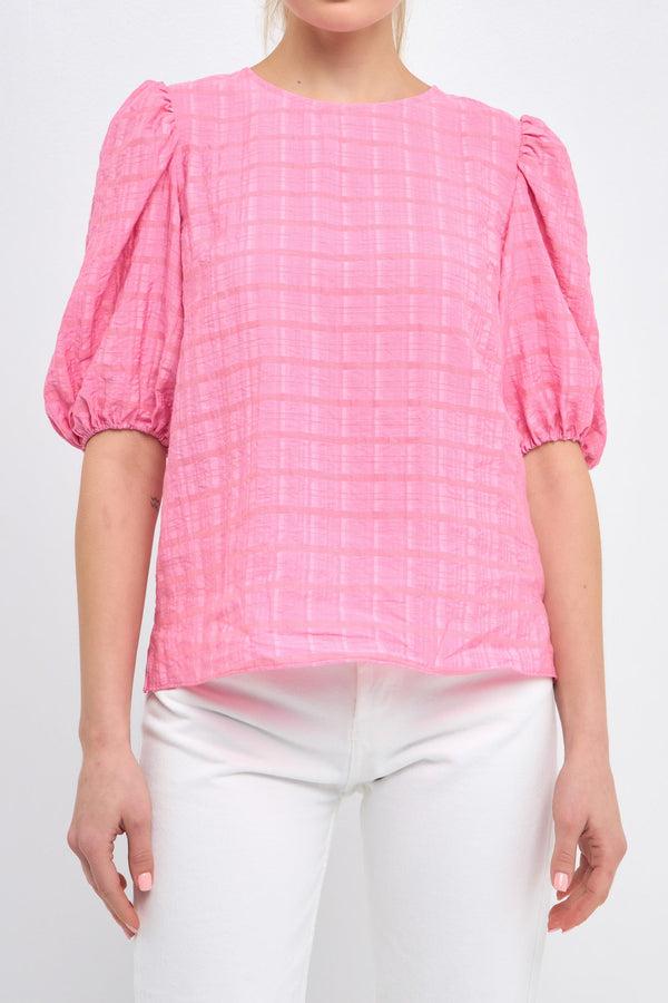 English Factory Women Woven Plaid Blouse WHITE