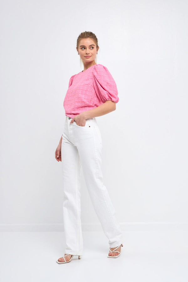 English Factory Women Woven Plaid Blouse WHITE